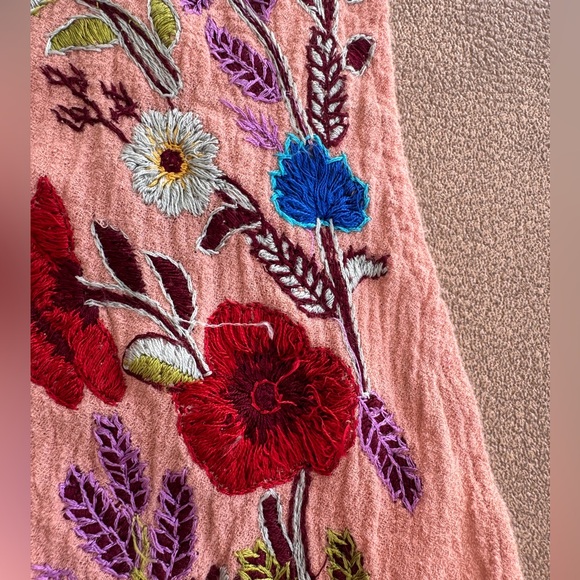 Free People gorgeous peach floral embroidered Blouse crop top - Picture 6 of 10